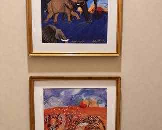 Watercolors, "Night Lights" & "Sun Bathing" signed Betsey Fowler