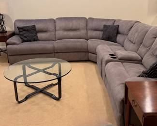 Microfiber electric reclining sectional