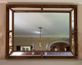 GOld leaf framed mirror with mirrored frame, 30 X 42.
