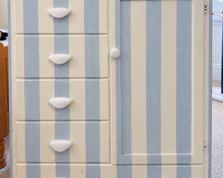 Striped painted dresser