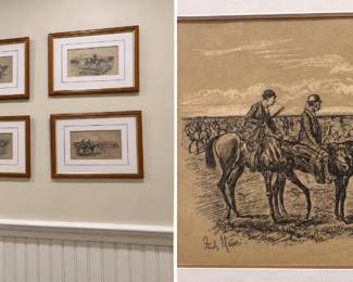 19th century engravings, 'Scenes of Horse Racing", (9 available)