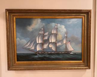 Oil on canvas, Maritime American clipper ship, signed Martz (Henry Randolph)