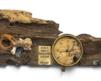 Salvaged Shipwreck Timber w/ Pressure Gauge