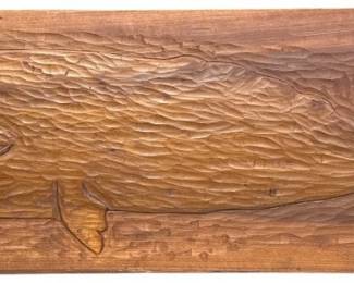 Large Folk Art Carved Wood Whale Carving