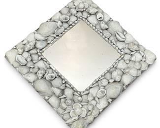 An Early 20th C Sailors Valentine Folk Art Seashell Mirror 