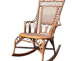 Petite Antique Victorian Wicker Rocking Chair