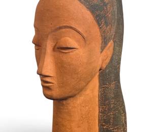 Modigliani Style Terracotta Bust of a Woman