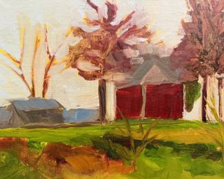 Folk Art Acrylic on Board of Farm