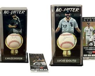Authentic Autographed CARLOS RODON and LUCAS GIOLITO Chicago White Sox No-Hitter Baseball, PSA Certified