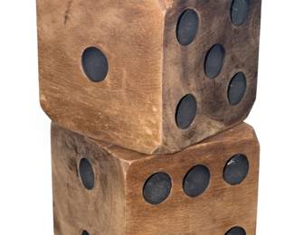 Oversized Folk Art Carved Wood Dice