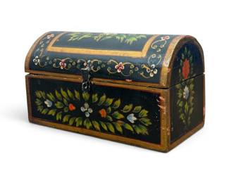 Petite French Folk Art Painted Box