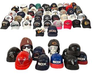 Vintage CHICAGO BEARS, CHICAGO BULLS,  CHICAGO BLACKHAWKS Hats, 40+