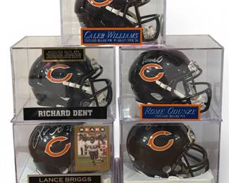 Five Authentic CHICAGO BEARS Autographed Mini Helmets