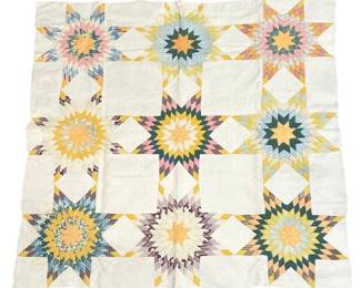 Early Texas Star Quilt, Hand Sewn 