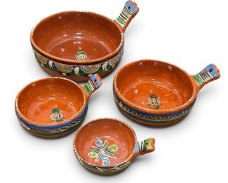 Set of Four Mexican Tlaquepaque Redware Nesting Bowls