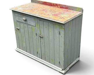 Americana Primitive Red Painted Cabinet