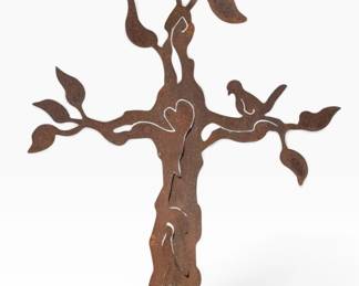 Brutalist Metalwork Tree of Life Sculpture