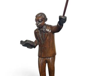 Black Americana Carved Wood Pastor Sculpture