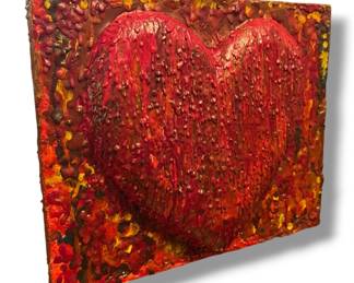 POPS CASEY (American, 20th C.) "Bleeding Heart" Folk Art Sculpture 