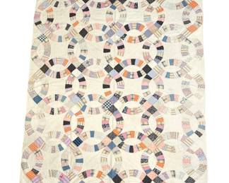 Antique Quilt, Hand Sewn Double Wedding Ring 