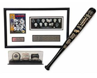 CHICAGO WHITE SOX 2005 World Series Champions Etched Baseball Bat, Commemorative Baseballs, and Jersey Evolution