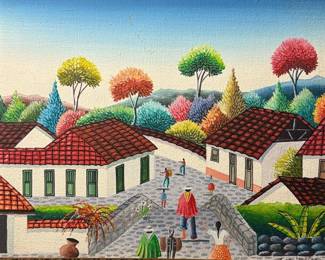 JOSE LUIS Spanish Villa Painting, 1984