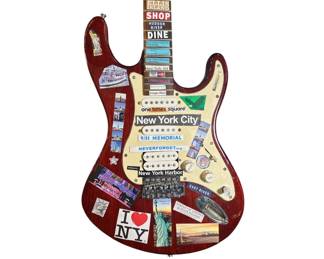 POPS CASEY "New York City" Folk Art Guitar