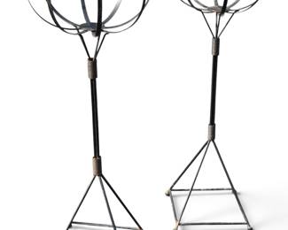Modernist Wrought Iron Basket Plant Stands,Pair