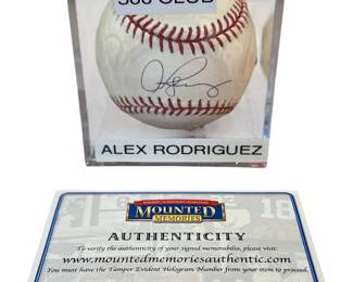 Autographed ALEX RODRIGUEZ Baseball, 500 Home Run Club