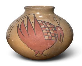Mata Ortiz Native Polychrome Vase, Quail Motif