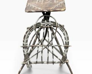 Antique Folk Art Plant Stand, 1921 Adirondack
