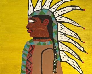 POPS CASEY (American, 20th C.) Folk Art Native American Painting 
