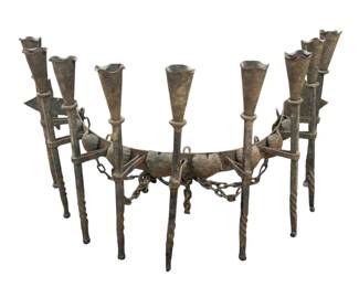 Large Mexican Gothic Chandelier Candelabra, Heart Motif