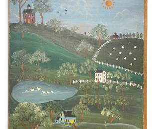 Folk Art Pastoral Landscape Painting