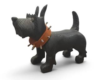 Folk Art Early 20th C Figural Dog Cigarette & Match Holder 