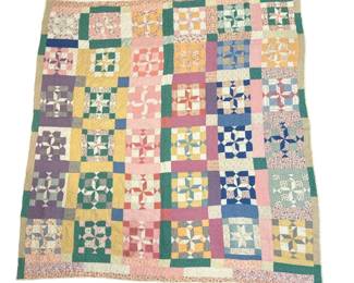 Hand Stitched 1930s Sawtooth Star Quilt