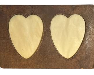 Early 20th C Folk Art Double-Heart "Lovers" Picture Frame 