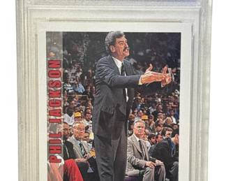 Authentic 1992 HOOPS PHIL JACKSON #242 Basketball Card, PSA Mint 9 Graded