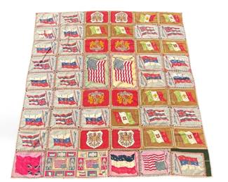 Antique Folk Art Cigar Felt Flag Quilt