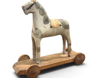 Petite Scandinavian Carved Horse Pull Toy, 1920