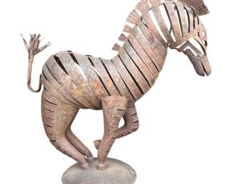 Brutalist Zebra Metalwork Sculpture 