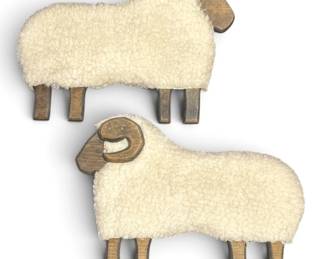 Folk Art Ram & Sheep Wall Mounts 