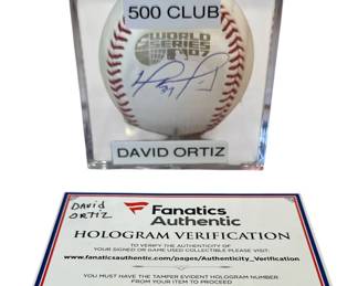 Authentic Autographed DAVID ORTIZ World Series 2007 Baseball w/ Hologram Verification, 500 Home Run Club