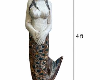A 4 Foot Hand Carved Sea Maiden