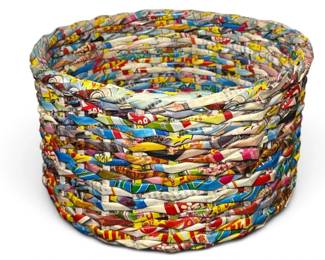 Vintage Japanese Upcycled Magazine Basket