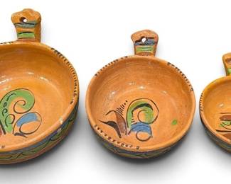 Set of Three Mexican Tlaquepaque Redware Nesting Bowls
