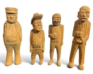 Hand Carved Figural Men Folk Art Sculptures
