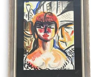 GIO COLUCCI (Italian,1892-1974) "Red Haired Streetwalker" Painting