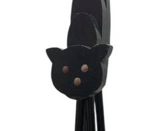 Folk Art Black Cat, Nailhead Accents