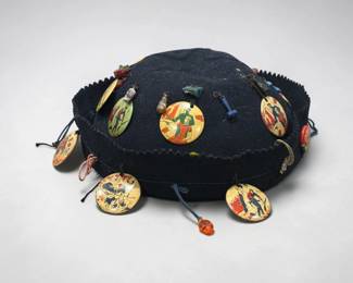 1930's Felt Beanie Hat with Souvenir Pins & Cracker Jack Prizes